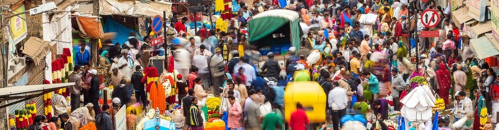 Busy street market in Mumbai India