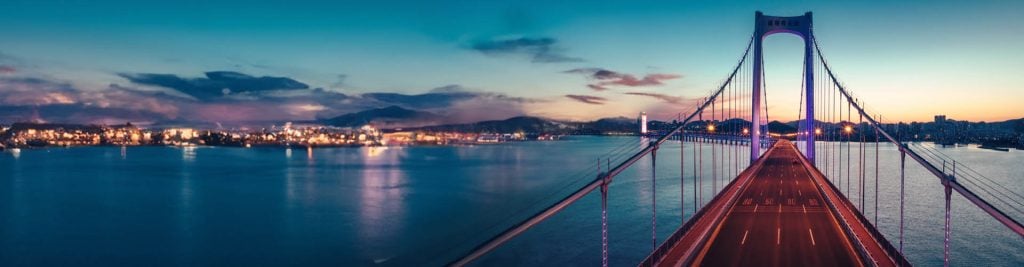 Cross-sea bridge at night